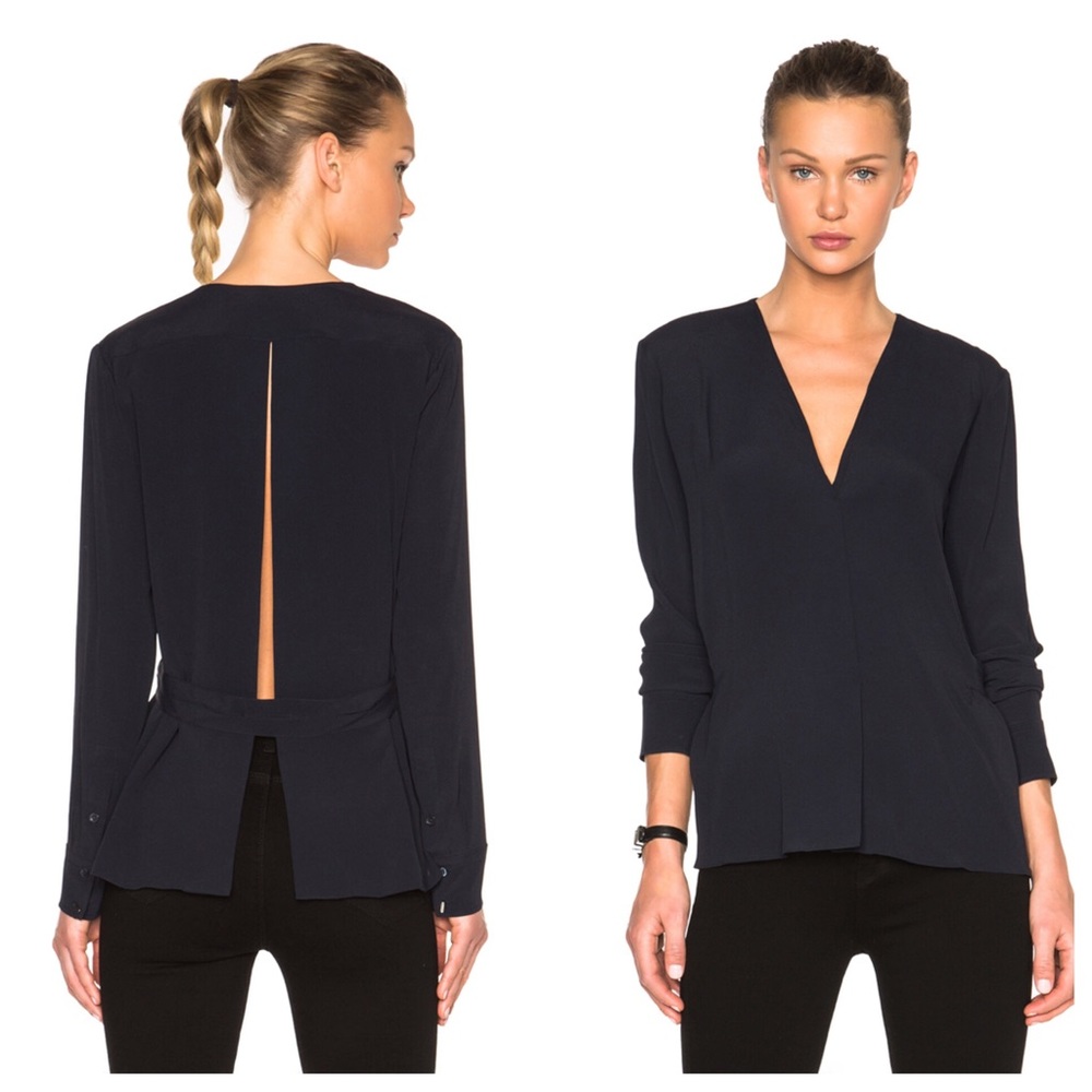 { Helmut Lang } Open Back Tie Top in Navy - Picture 1 of 5